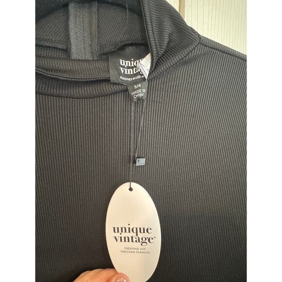 New Unique Vintage 50s Black Turtleneck Fit & Flare Retro Mod Dress Sm - Picture 7 of 8